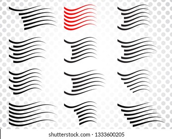 Speed Lines Form . Vector Illustration . Fast Motion .   Logo Design element . Movement effect . Abstract Geometric shape . 