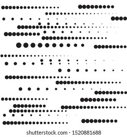 Speed Lines in halftone dots Form . Vector Illustration .Technology  Logo . Design element . Abstract Geometric shape . 