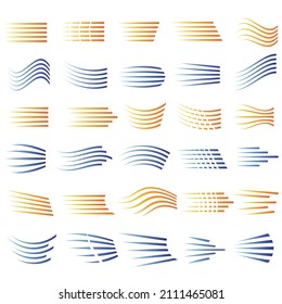 Speed lines icons. Set of fast motion symbols