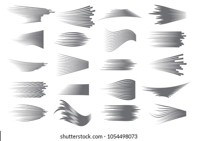 Speed Lines Isolated Set. Comics Motion Lines For Fast Moving Object Or Moving Quickly Person. Black Lines On White Background. 