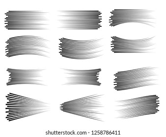 Speed lines isolated set. Motion effect for your design. Black lines on white background. - Векторная графика