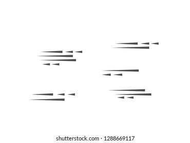 Speed lines isolated set. Motion effect for your design. Black lines on white background. Vector illustration