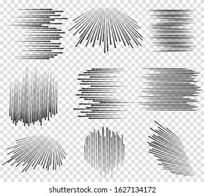 Speed Lines Isolated Set. Motion Effect For Your Design. Black Lines On White Background.