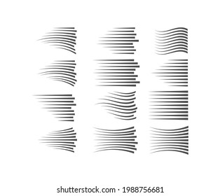 Speed lines isolated set. Motion effect for your design. Black lines on white background.