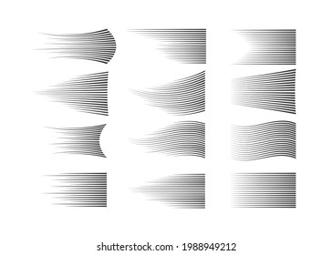 Speed lines isolated set. Motion effect for your design. Black lines on white background.