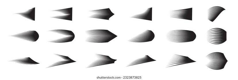 Speed lines isolated set. Motion effect of wavy black lines. 
