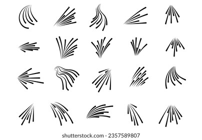 Líneas de velocidad aisladas. Conjunto de señales de movimiento. Ilustración vectorial.