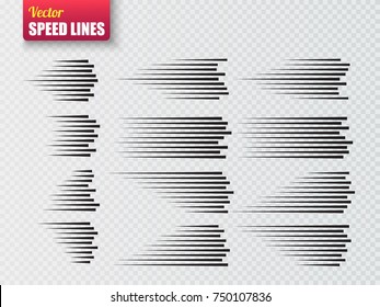 Speed Lines Isolated. Set Of Motion Signs. Vector Illustration.