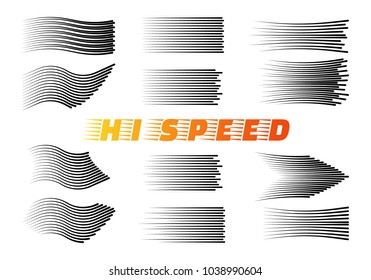 Speed lines isolated set. Sun rays or star burst Black vector elements Isolated.Set of different simple black vector speed lines.
