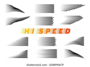 Speed lines isolated set. Sun rays or star burst Black vector elements Isolated.Set of different simple black vector speed lines.