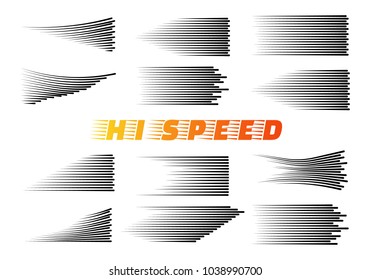 Speed lines isolated set. Sun rays or star burst Black vector elements Isolated.Set of different simple black vector speed lines.
