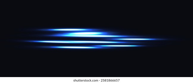 Speed ​​effect lines of light. Neon lines moving blue light affect. Speed and movement background