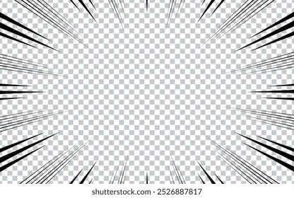 Speed lines as manga comic effect on transparent background. Cartoon anime action background.