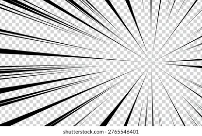 Speed lines on a white background. Manga comic speed line motion effect. Vector illustration.
