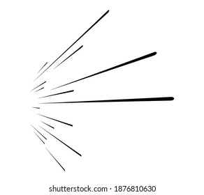 Speed lines, perspective. Stripe movement monochrome. Vector object on an isolated white background.