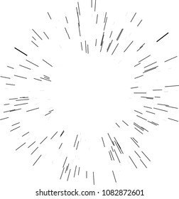 Speed lines. Radiating from the center of thin beams, lines. Vector illustration. Icon black on white. Design element. Dynamic style. Abstract explosion, motion lines from the middle, radiating sharp