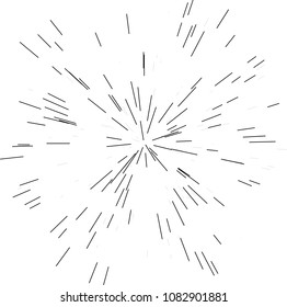 Speed lines. Radiating from the center of thin beams, lines. Vector illustration. Icon black on white. Design element. Dynamic style. Abstract explosion, motion lines from the middle, radiating sharp
