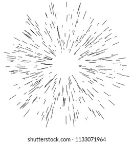 Speed lines. Radiating from the center of thin beams, lines. Vector illustration. Icon black on white. Design element. Dynamic style. Abstract explosion, motion lines from the middle, radiating sharp