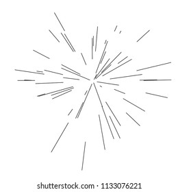 Speed lines. Radiating from the center of thin beams, lines. Vector illustration. Icon black on white. Design element. Dynamic style. Abstract explosion, motion lines from the middle, radiating sharp