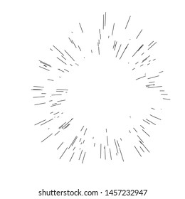 
Speed lines. Radiating from the center of thin beams, lines. Vector illustration. Icon black on white. Design element. Dynamic style. Abstract explosion, motion lines from the middle, radiating sharp