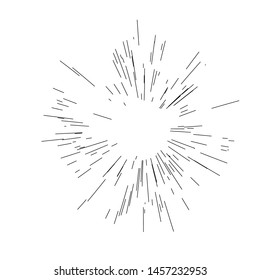 
Speed lines. Radiating from the center of thin beams, lines. Vector illustration. Icon black on white. Design element. Dynamic style. Abstract explosion, motion lines from the middle, radiating sharp