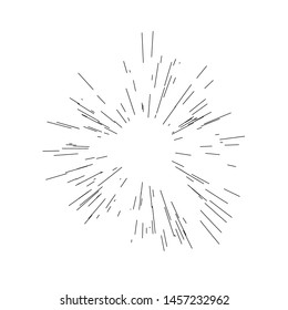 
Speed lines. Radiating from the center of thin beams, lines. Vector illustration. Icon black on white. Design element. Dynamic style. Abstract explosion, motion lines from the middle, radiating sharp