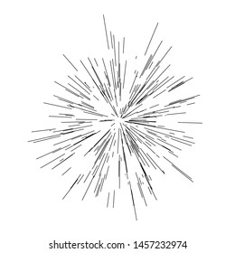 
Speed lines. Radiating from the center of thin beams, lines. Vector illustration. Icon black on white. Design element. Dynamic style. Abstract explosion, motion lines from the middle, radiating sharp