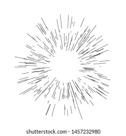 
Speed lines. Radiating from the center of thin beams, lines. Vector illustration. Icon black on white. Design element. Dynamic style. Abstract explosion, motion lines from the middle, radiating sharp