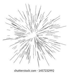 
Speed lines. Radiating from the center of thin beams, lines. Vector illustration. Icon black on white. Design element. Dynamic style. Abstract explosion, motion lines from the middle, radiating sharp