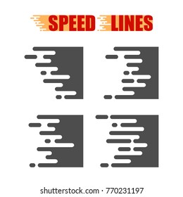 Speed lines set isolated on white. Comics vector effect. Motion effect illustration.