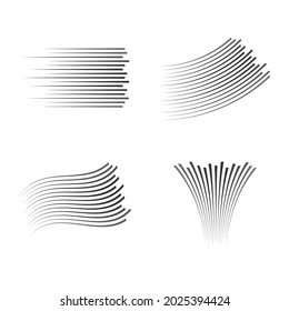 Líneas de velocidad establecidas. Efectos de movimiento. Líneas negras aisladas sobre fondo blanco. Ilustración del vector, EPS10.