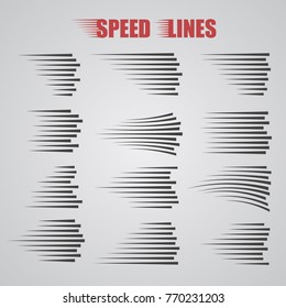 Speed lines signs isolated. Comics vector effect. Motion effect illustration  for your design.