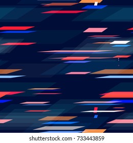 Speed Lines, Stripes Seamless Pattern. Lines, Polygons Seamless Hi Tech Background Texture. Holiday, Cover, Ad, Fashion Pattern Design. Fabric Ornament