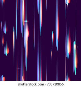 Speed Lines, Stripes Seamless Pattern Design. Moving Fast Neon Light Particles, Shooting Stars, Meteorites on Dark Space Background. Seamless Holiday, Cover, Ad, Fashion Pattern