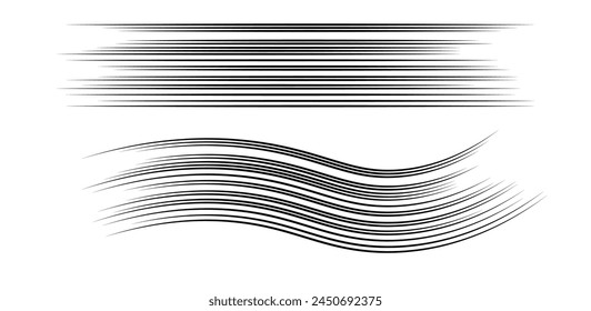 Speed lines. Vector manga effect. Simple background of motion elements. Comic graphic design of fast motion