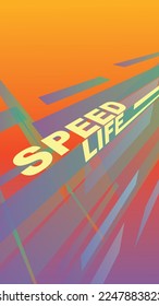 Speed of live in abstract lines of a flying perspective, futuristic abstraction, orange vector background