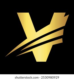 Logotipo da velocidade combinar com modelo de vetor da letra V
