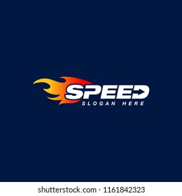 speed logo design with flame effect. speedometer vector icon with flame effect illustration