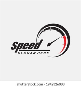 Diseño del logotipo de velocidad, símbolo del velocímetro de silueta, vector del símbolo del icono, velocidad del vehículo Automático Modelo de imagen del vector diseño del icono