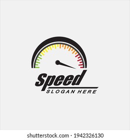 Diseño del logotipo de velocidad, símbolo del velocímetro de silueta, vector del símbolo del icono, velocidad del vehículo Automático Modelo de imagen del vector diseño del icono