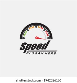 Diseño del logotipo de velocidad, símbolo del velocímetro de silueta, vector del símbolo del icono, velocidad del vehículo Automático Modelo de imagen del vector diseño del icono