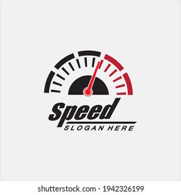 Diseño del logotipo de velocidad, símbolo del velocímetro de silueta, vector del símbolo del icono, velocidad del vehículo Automático Modelo de imagen del vector diseño del icono