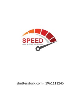 Diseño del logotipo de velocidad, símbolo del velocímetro de silueta, vector del símbolo del icono, velocidad del vehículo Automático Modelo de imagen del vector diseño del icono
