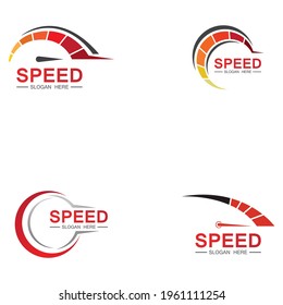 Diseño del logotipo de velocidad, símbolo del velocímetro de silueta, vector del símbolo del icono, velocidad del vehículo Automático Modelo de imagen del vector diseño del icono