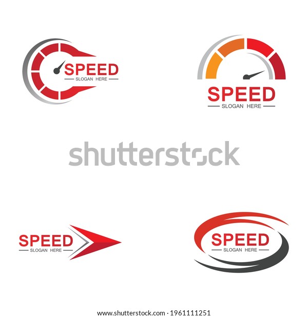 Speed Logo Design Silhouette Speedometer Symbol Stock Vector (Royalty ...