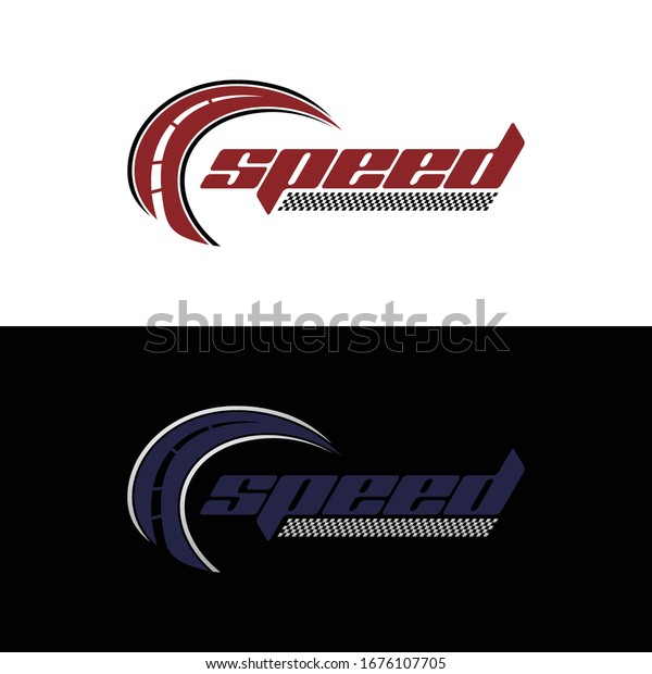 Speed\
logo design, speedometer and road icon logo\
vector