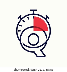Ilustración vectorial de diseño de logotipo de velocidad con alfabeto Q