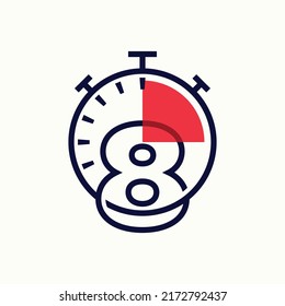 Speed logo design vector template illustration with number 8