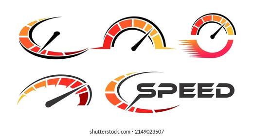 Speed logo icon set , logo racing event, with the main elements of the modification speedometer