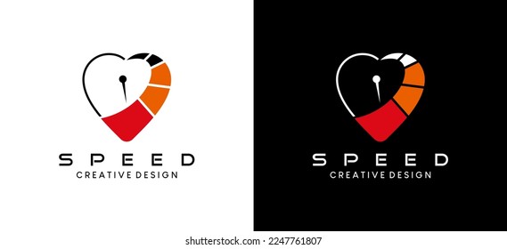 Speed ​​rpm logo illustration design with love concept